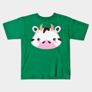 Cute Kawaii Farm Cow Animal Face Kid Design Kids T-Shirt